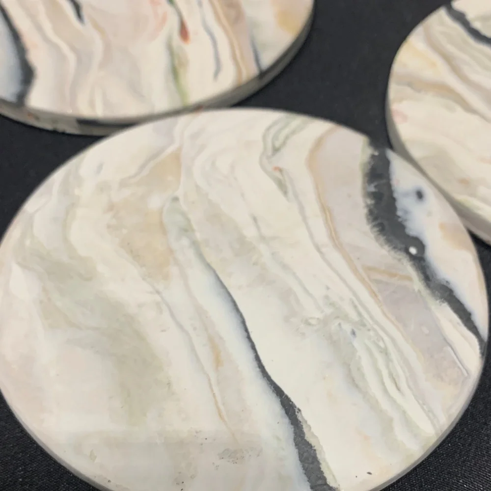 Handcrafted Clay Marble Pattern Coasters Set of 4